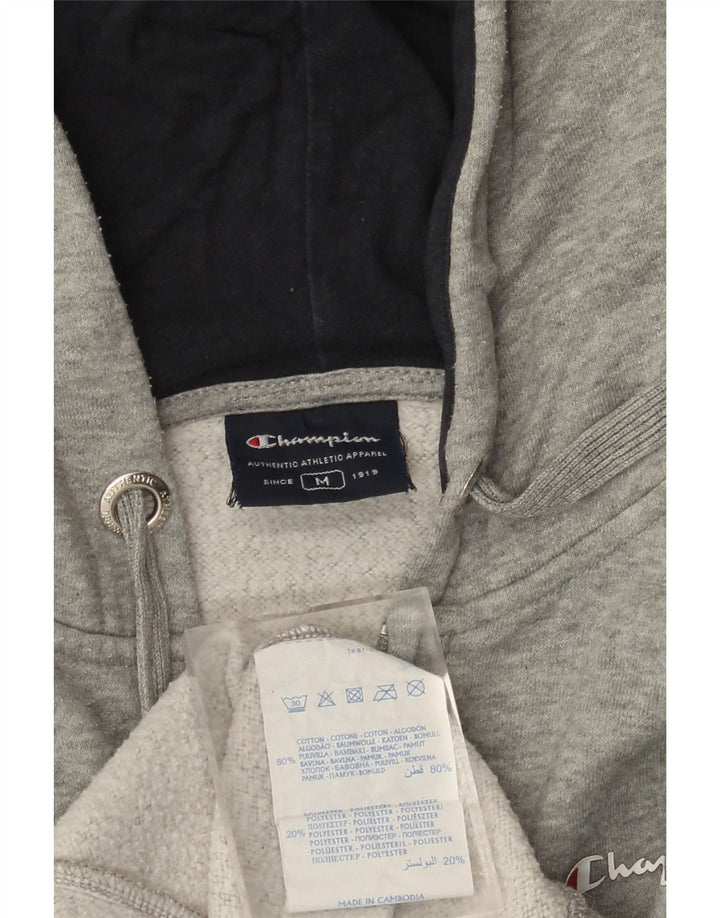 CHAMPION Herren-Kapuzenpullover mit Reißverschluss, mittelgraue Colourblock-Baumwolle