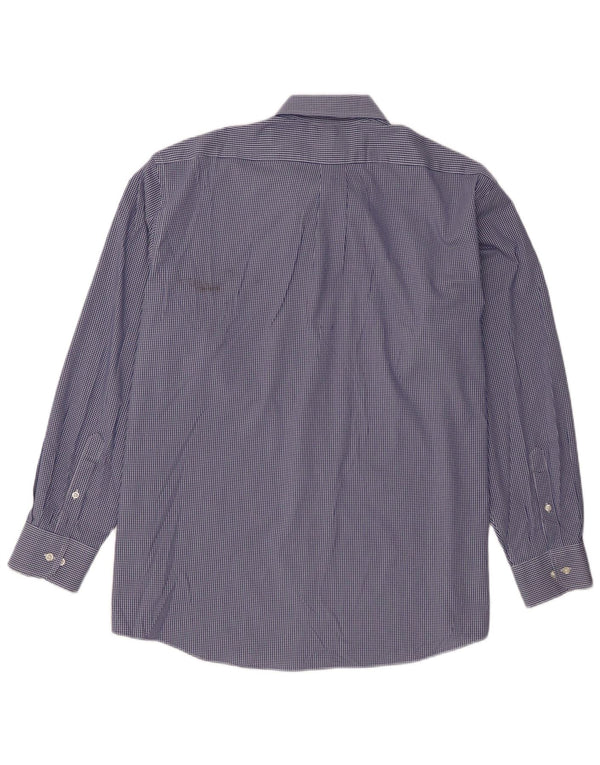 Chaps Herren-Hemd mit normaler Passform, Größe 18 2XL, blaue Gingham-Baumwolle