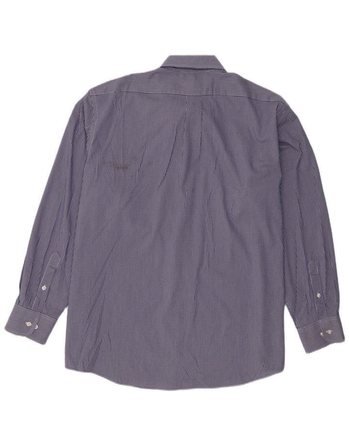 Chaps Herren-Hemd mit normaler Passform, Größe 18 2XL, blaue Gingham-Baumwolle