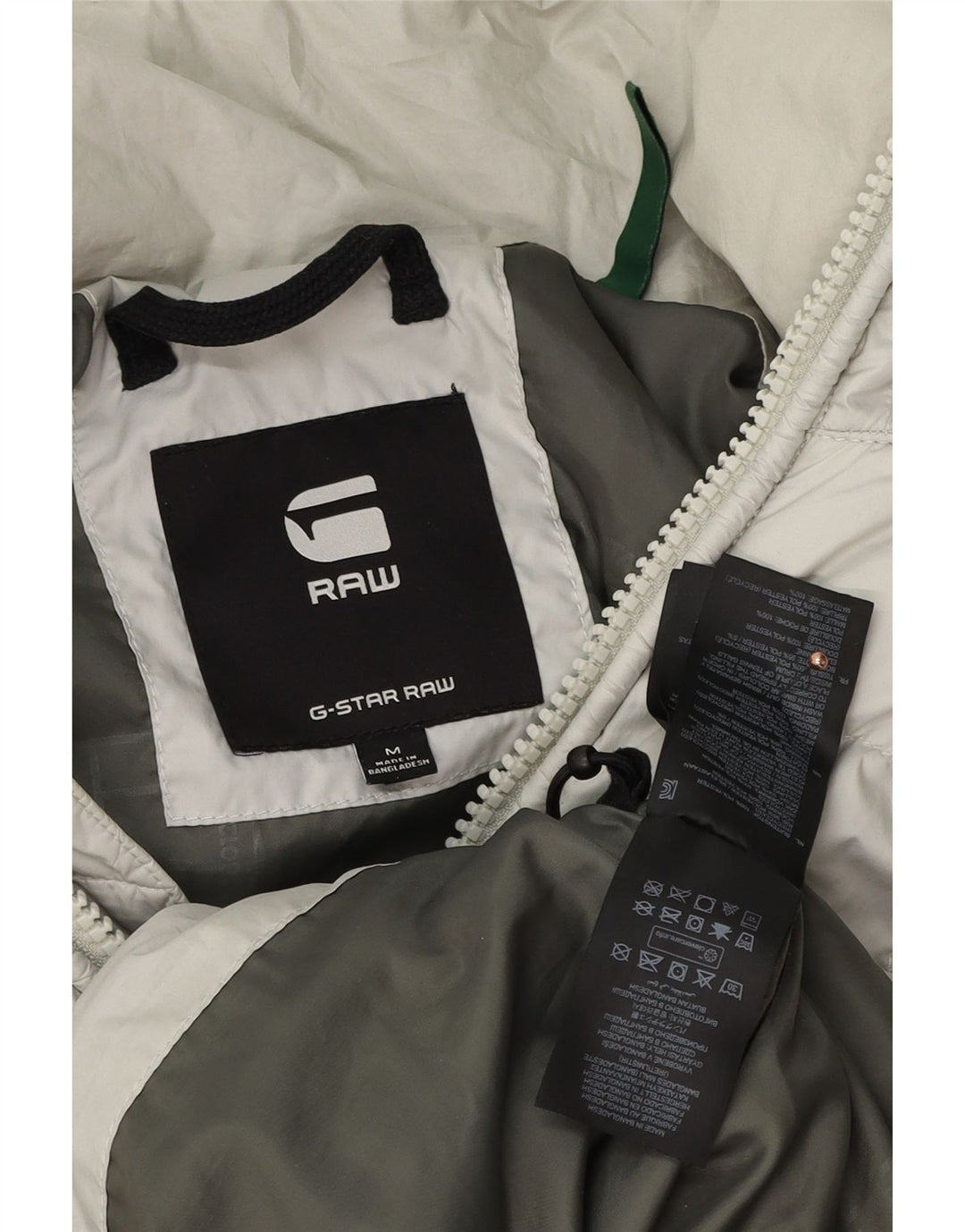 G-STAR Wattierte Herrenjacke mit Kapuze, UK 38, mittelgraues Polyester