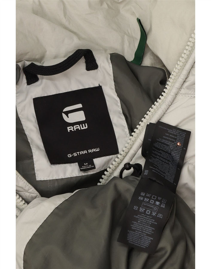 G-STAR Wattierte Herrenjacke mit Kapuze, UK 38, mittelgraues Polyester