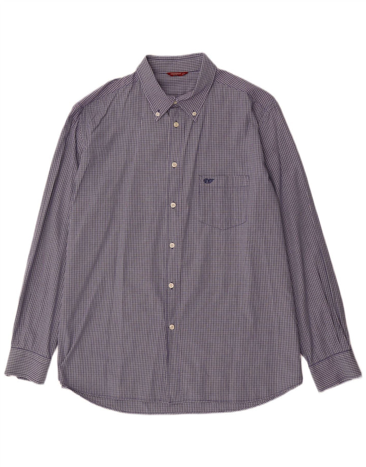 Carrera Herrenhemd 2XL Blau kariert Baumwolle