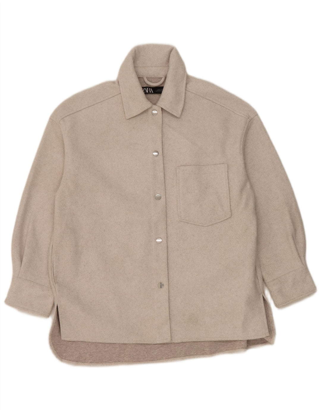 Zara Damen-Oversize-Flanellhemd, UK 10, Small, Grau, Polyester