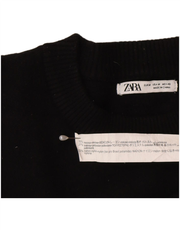 Zara Damen-Pullover mit Rundhalsausschnitt, Gr. 14, mittlere schwarze Viskose