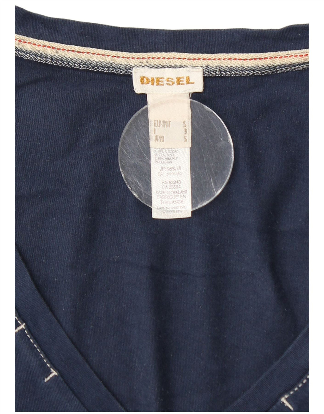 Diesel Herren T-Shirt Top Small Marineblau Baumwolle