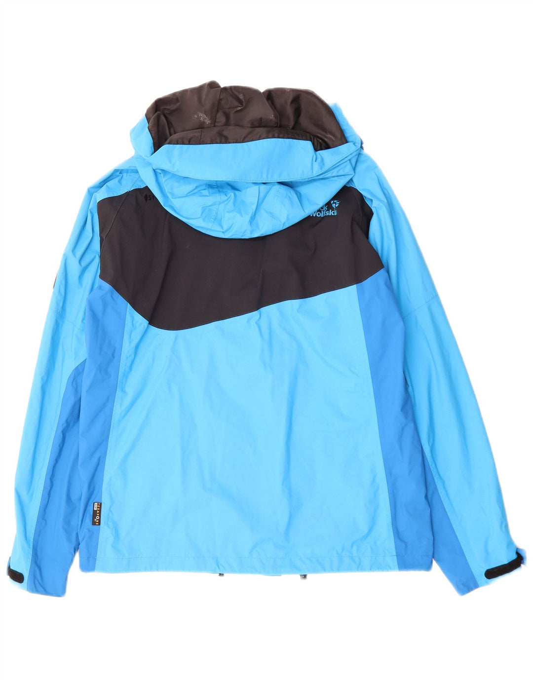 Jack Wolfskin Herren-Regenjacke mit Kapuze, UK 34, klein, blau, Farbblock
