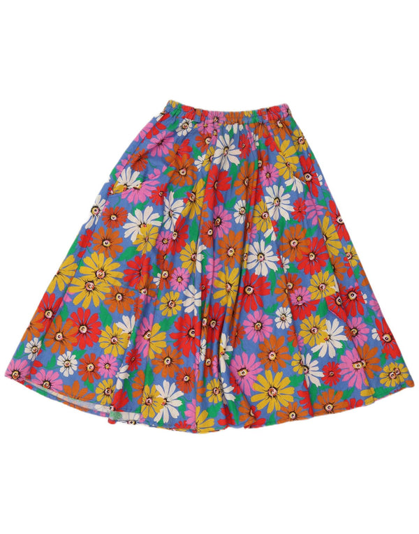 Vintage Damen A-Linienrock Medium W28 Mehrfarbig geblümte Baumwolle