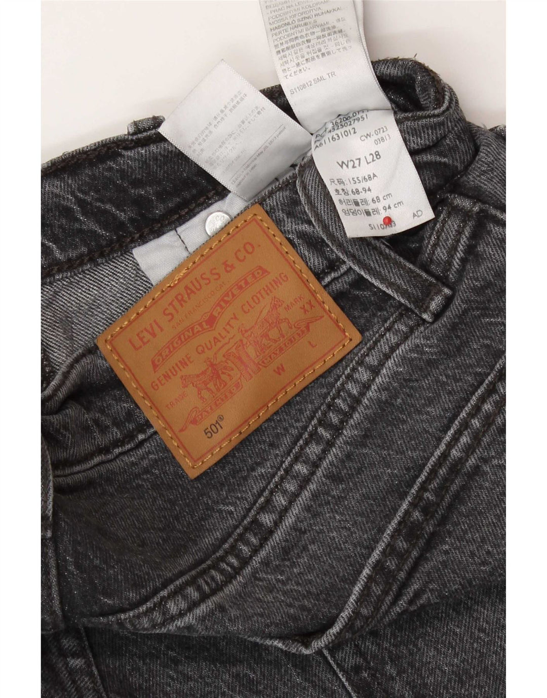 Levi's Herren 501 Straight Jeans W27 L28 Graue Baumwolle