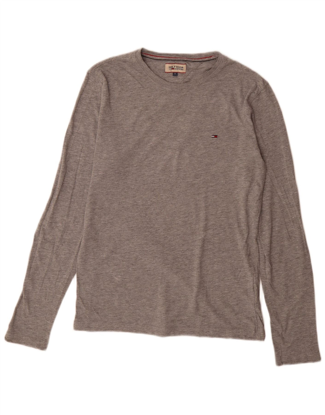 Tommy Hilfiger Herren-Oberteil, langärmelig, klein, grau gefleckte Baumwolle