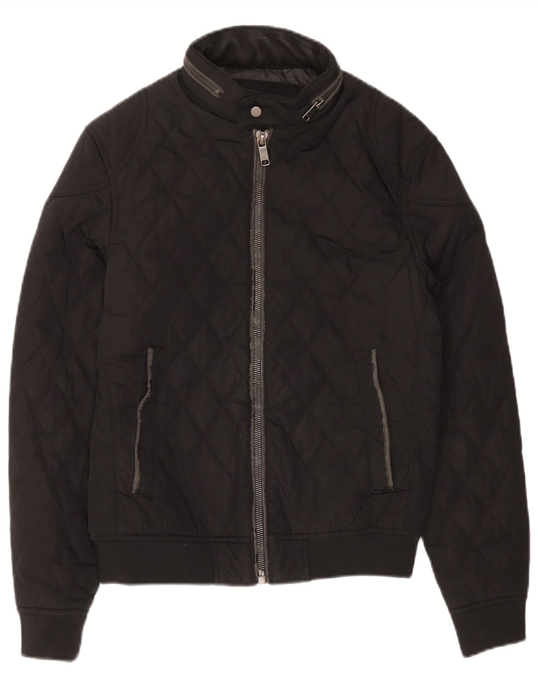 Zara Herren-Steppjacke mit Kapuze, UK 36, Größe S, Schwarz, Polyester