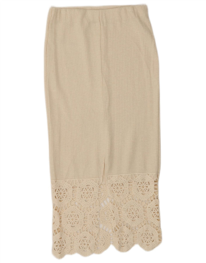 Zara Damen Midirock mit hoher Taille, Größe S, W26, gebrochenes Weiß, Polyester