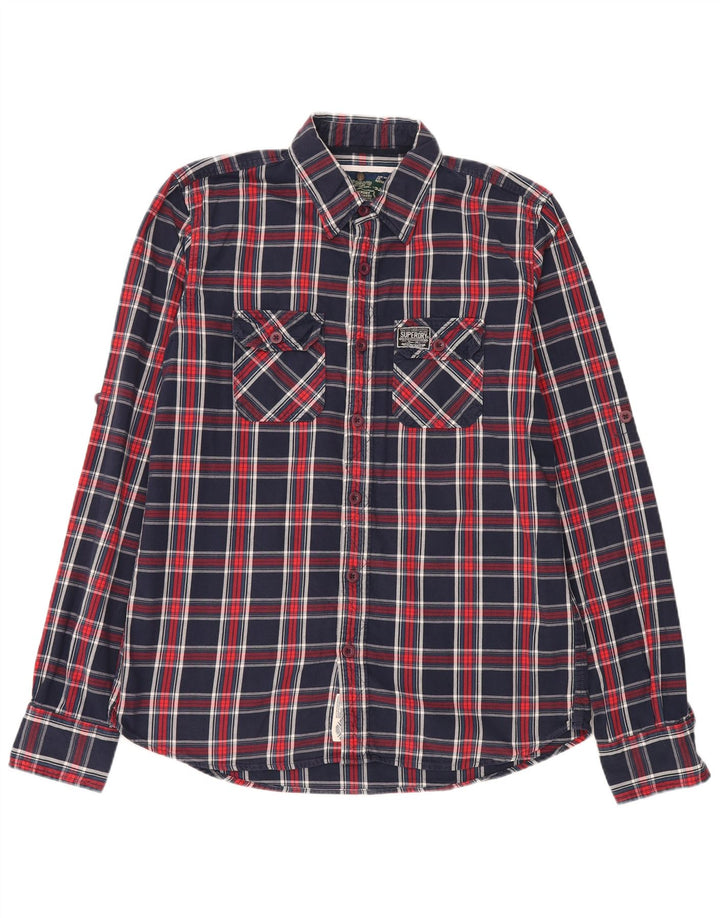 Superdry Herren Flanellhemd 2XL Marineblau kariert Baumwolle