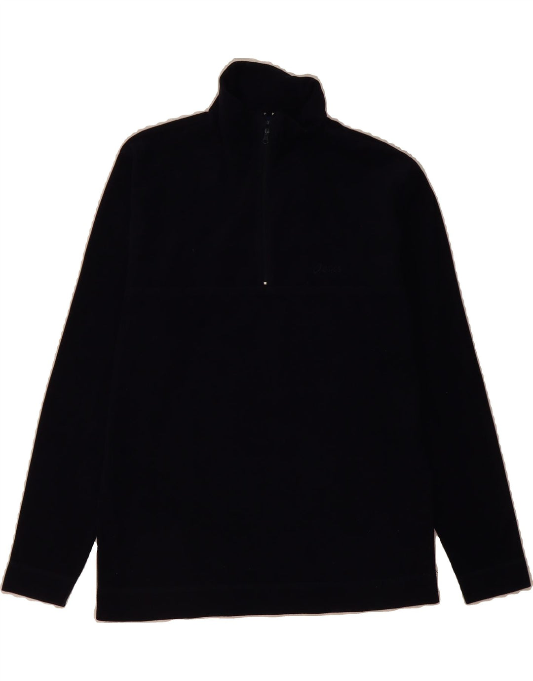 ASICS Womens Zip Neck Fleece Jumper UK 12 Medium Navy Blue Polyester Vintage Asics and Second-Hand Asics from Messina Hembry 