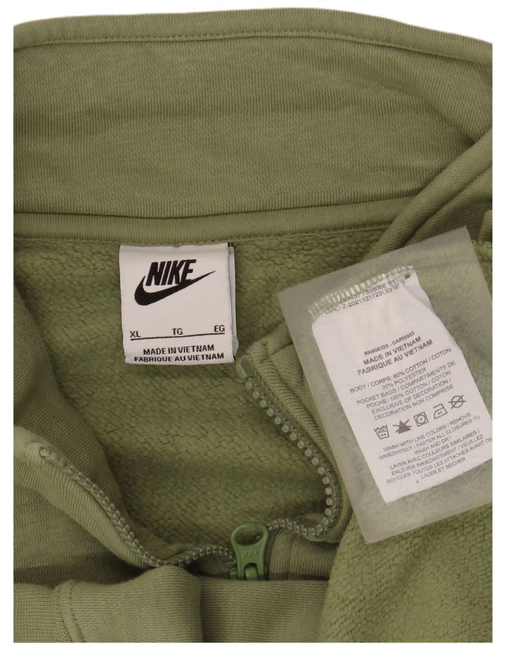 Nike Herren-Sweatshirt mit Reißverschluss, XL, grüne Baumwolle