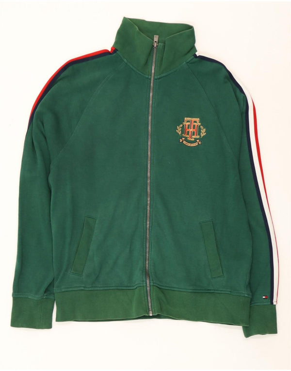 Tommy Hilfiger Herren-Trainingsanzug-Top-Jacke, Mittelgrün, Farbblock