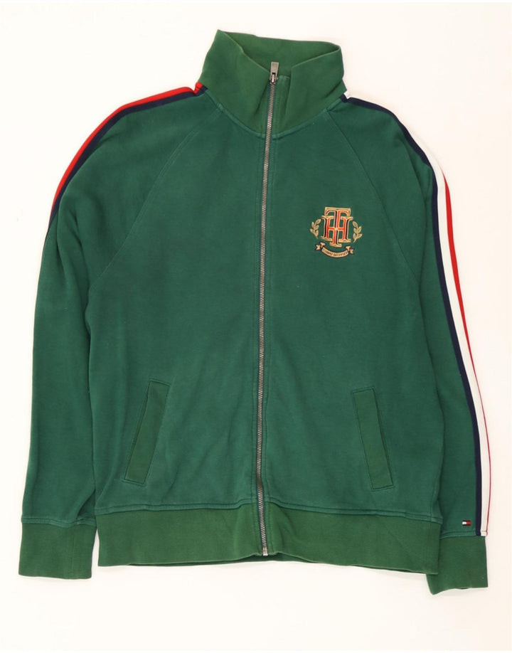 Tommy Hilfiger Herren-Trainingsanzug-Top-Jacke, Mittelgrün, Farbblock