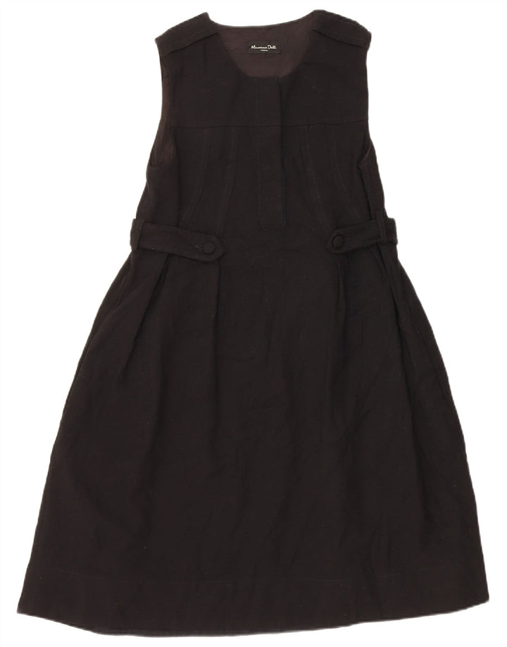 Massimo Dutti Damen Ärmelloses A-Linien-Kleid EU 38 Kleine schwarze Wolle