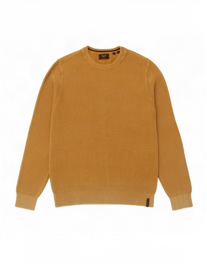 Superdry Herren-Pullover mit Rundhalsausschnitt, Größe S, gelbe Baumwolle