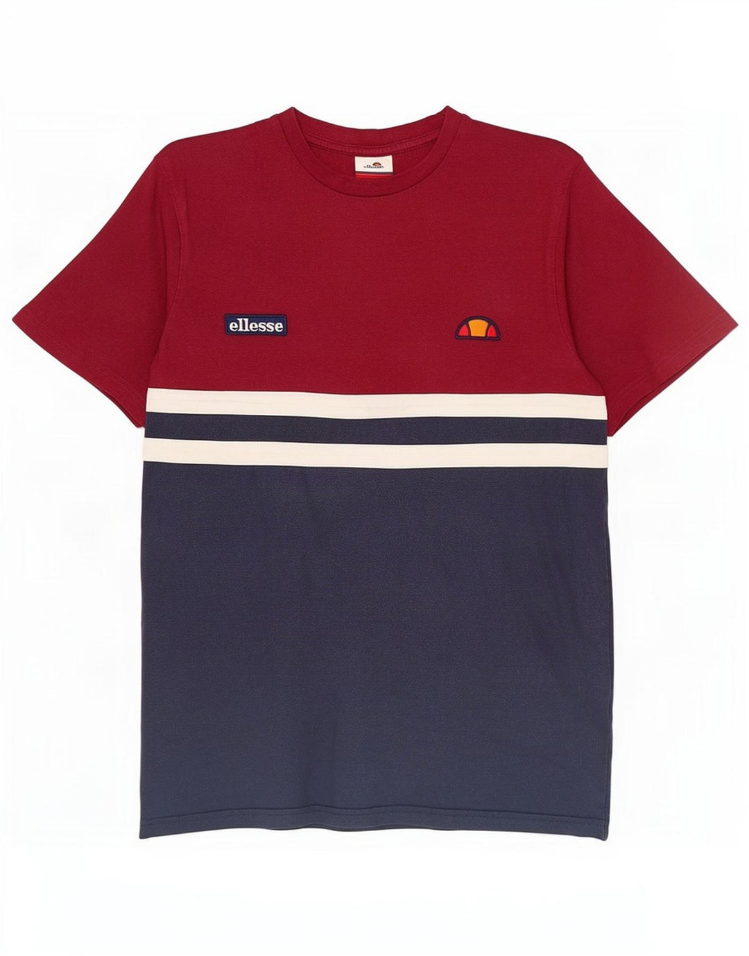 Ellesse Herren T-Shirt Top Small Marineblau Farbblock