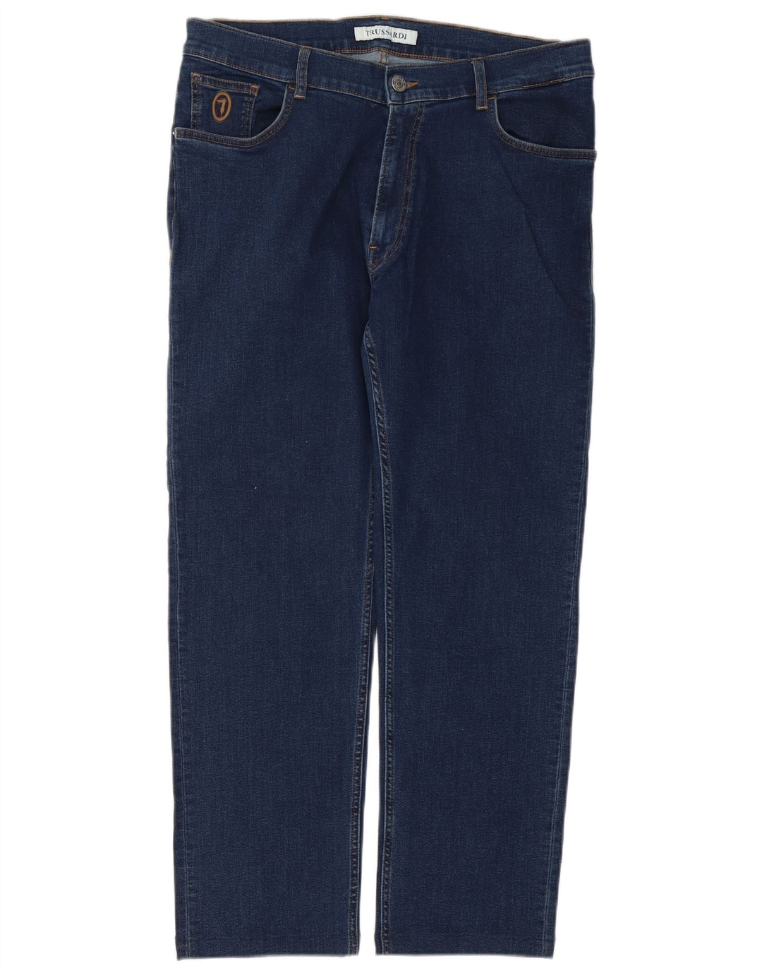 TRUSSARDI Herren Straight Jeans W36 L28 Marineblaue Baumwolle