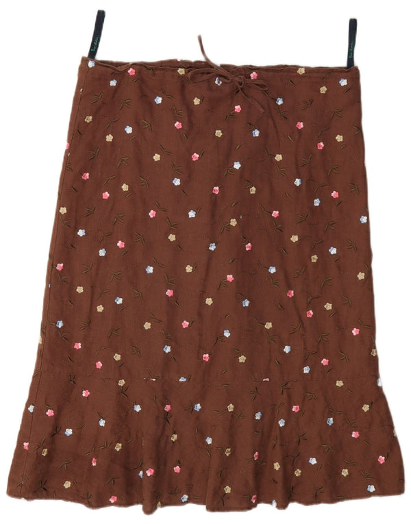 Boden Damen A-Linienrock UK 10 Small W34 Braun geflecktes Leinen
