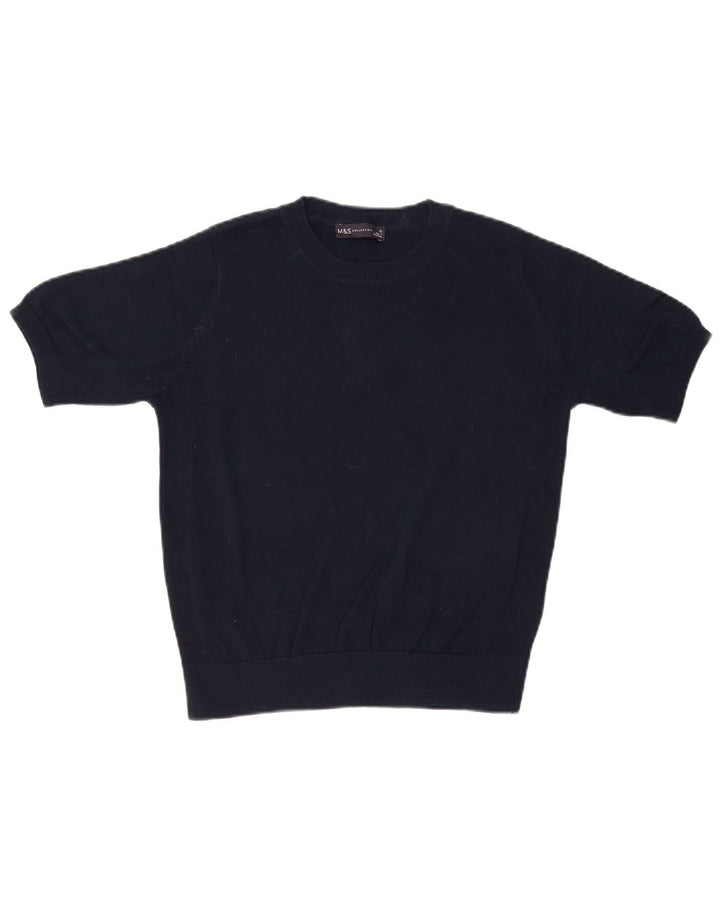 Marks & Spencer Damen-Pullover mit Rundhalsausschnitt, Gr. 12, mittleres Marineblau