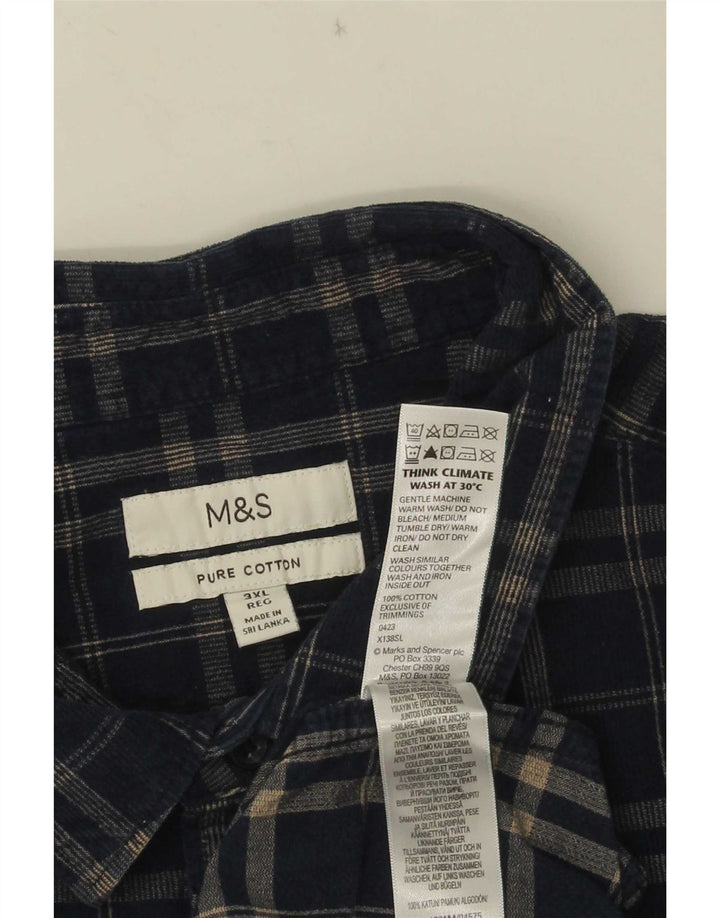 Marks & Spencer Herren Cordhemd 3XL Marineblau kariert Baumwolle