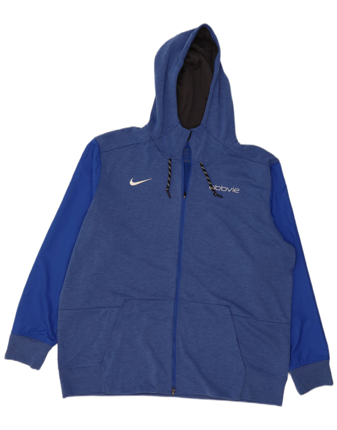 Nike Herren-Kapuzenpullover mit Reißverschluss, 2XL, blaues Colourblock-Polyester