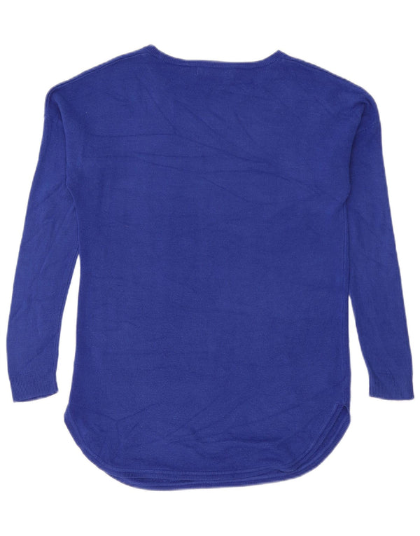 Marks & Spencer Damen-Pullover mit U-Boot-Ausschnitt, Gr. 10, Small, Blau, Acryl