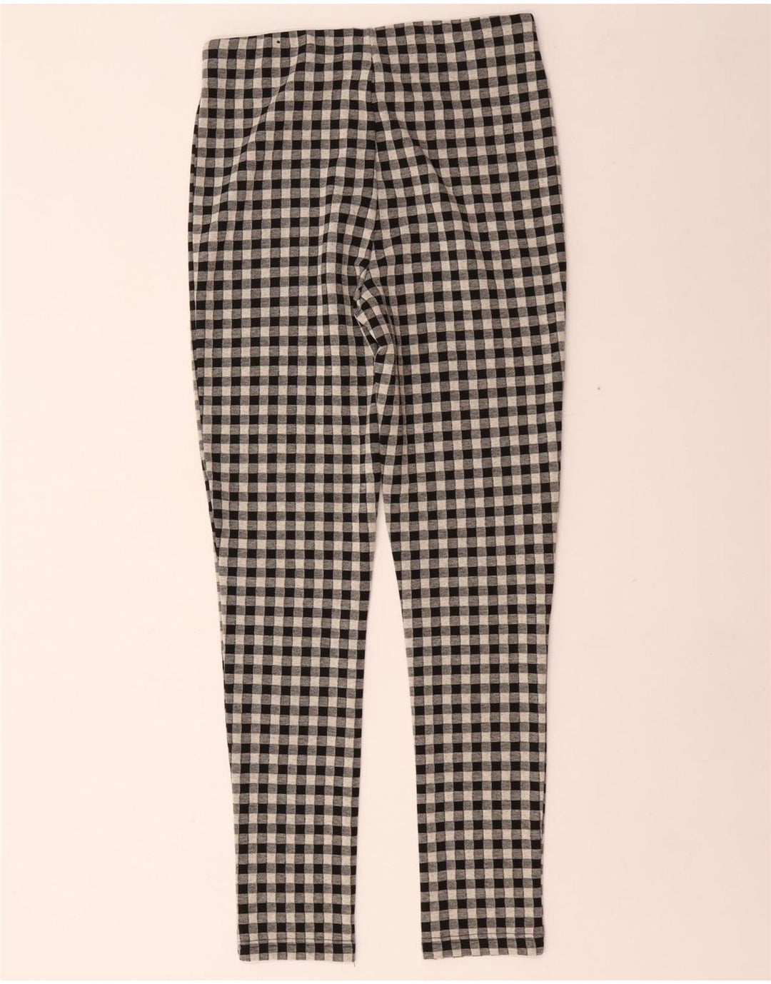 Zara Skinny-Freizeithose für Damen, Größe M, W28, L29, schwarzes Gingham-Polyester