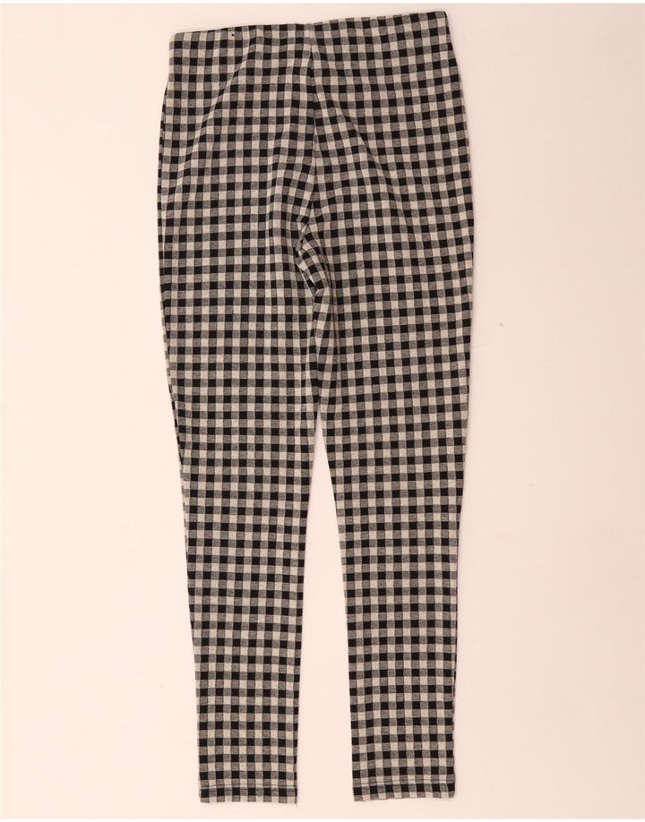 Zara Skinny-Freizeithose für Damen, Größe M, W28, L29, schwarzes Gingham-Polyester