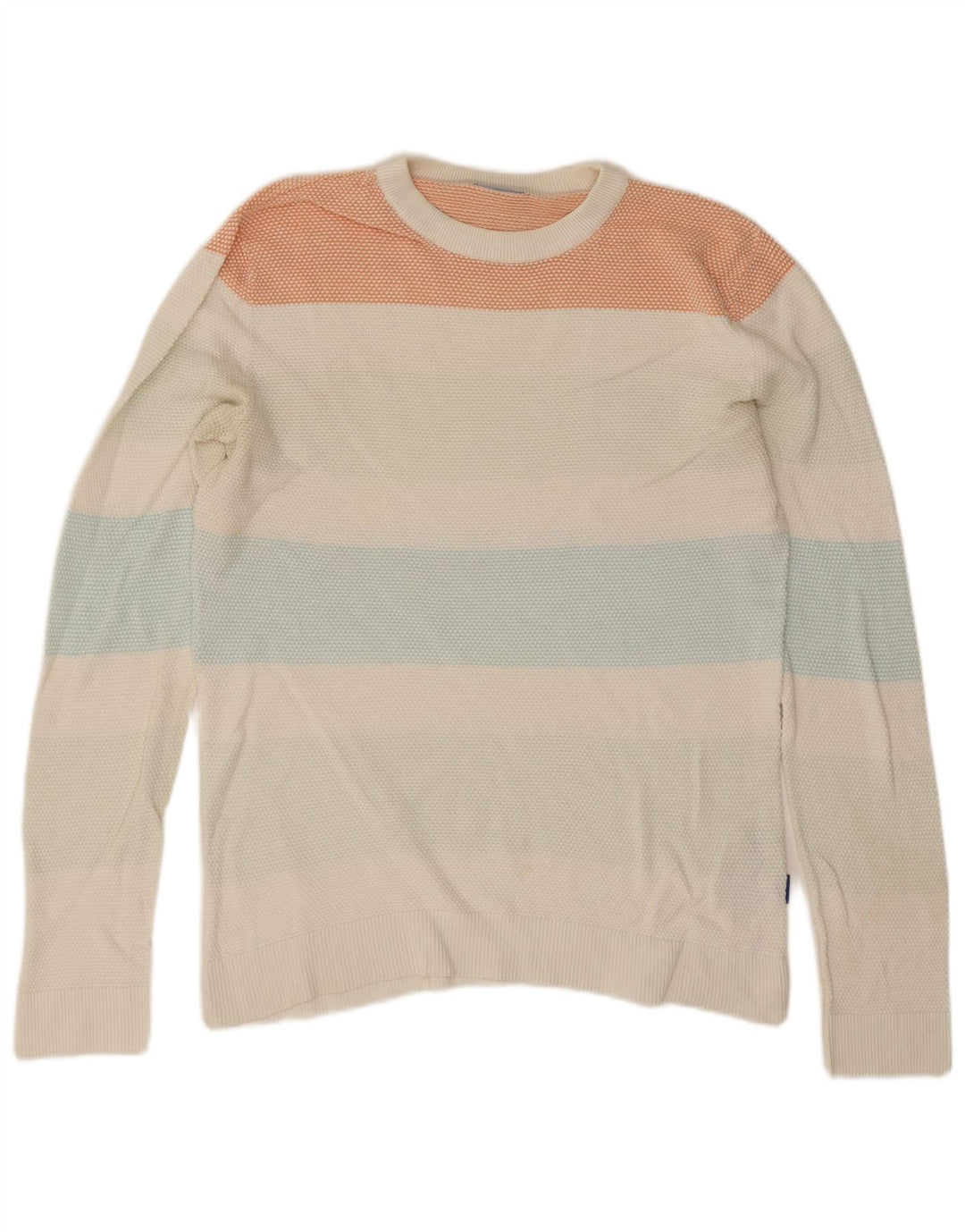 Jack & Jones Herren-Pullover mit Rundhalsausschnitt, groß, weiß gestreift, Baumwolle