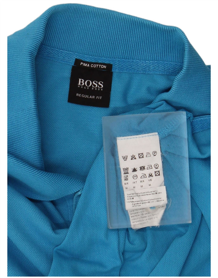 Hugo Boss Herren-Poloshirt mit normaler Passform, mittelblaue Baumwolle