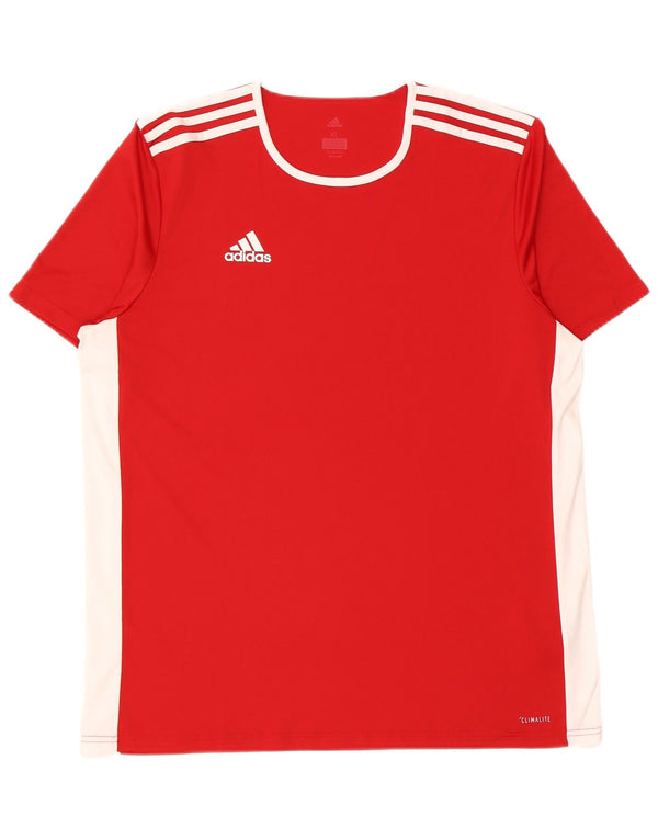 Adidas Herren Climalite T-Shirt Top XL Rot Colourblock Polyester