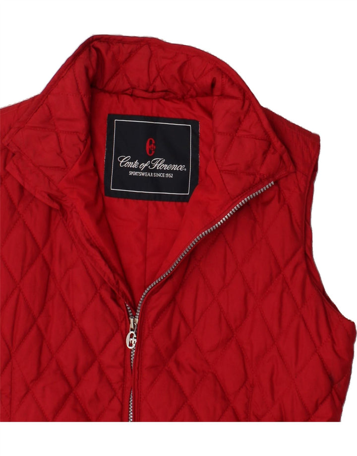 CONTE OF FLORENCE Womens Quilted Gilet IT 46 Large Red Polyester Vintage Conte of Florence and Second-Hand Conte of Florence from Messina Hembry 