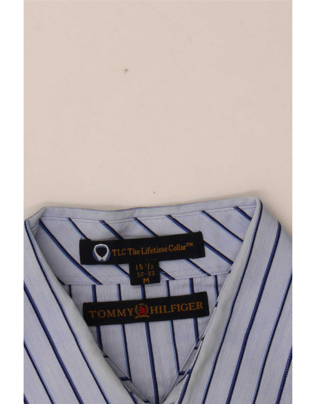 Tommy Hilfiger Herrenhemd Größe 15 1/2 Mittelblau gestreift