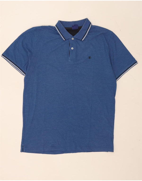 Champion Herren-Poloshirt XL, blau gestreift, Baumwolle