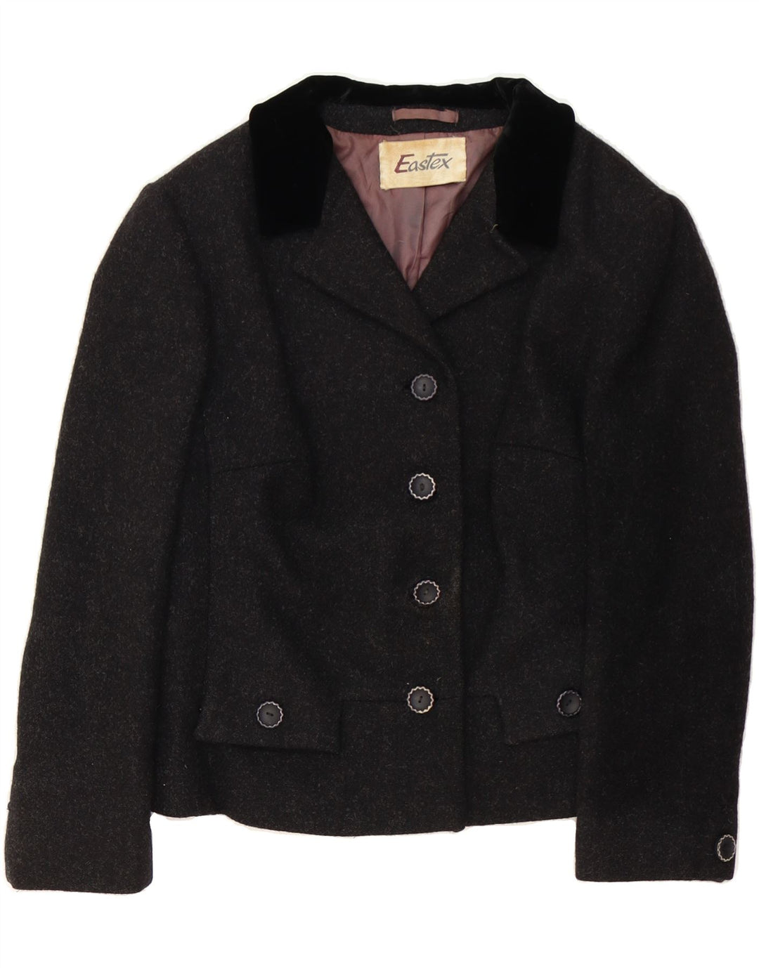 EASTEX Womens 4 Button Blazer Jacket UK 14 Medium Grey Vintage Eastex and Second-Hand Eastex from Messina Hembry 