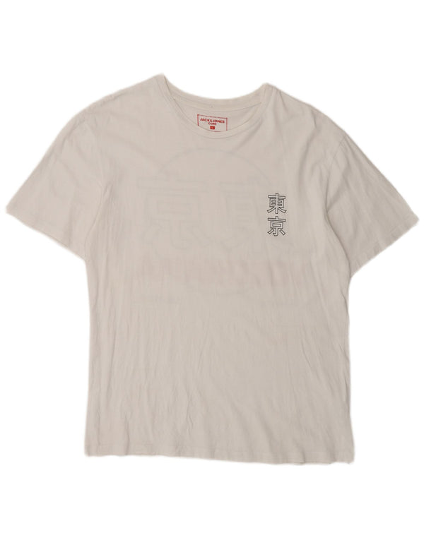 Jack & Jones Herren-T-Shirt mit Grafik, Größe L, aus weißer Baumwolle