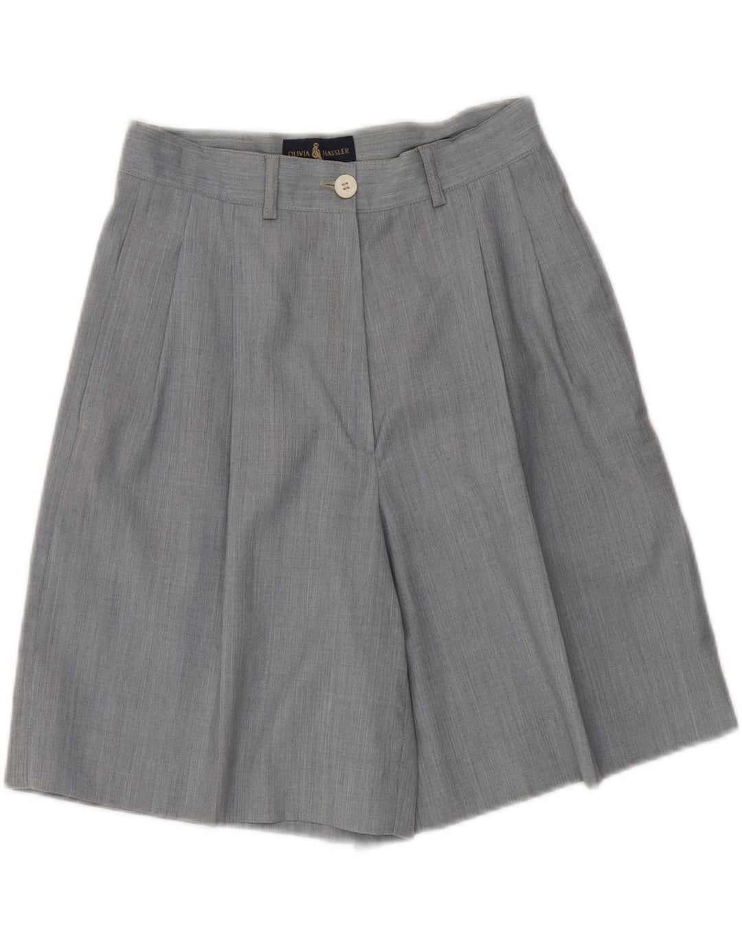 Olivia Hassler Damen-Freizeitshorts mit hoher Taille IT 42 Medium W28 Blaue Wolle