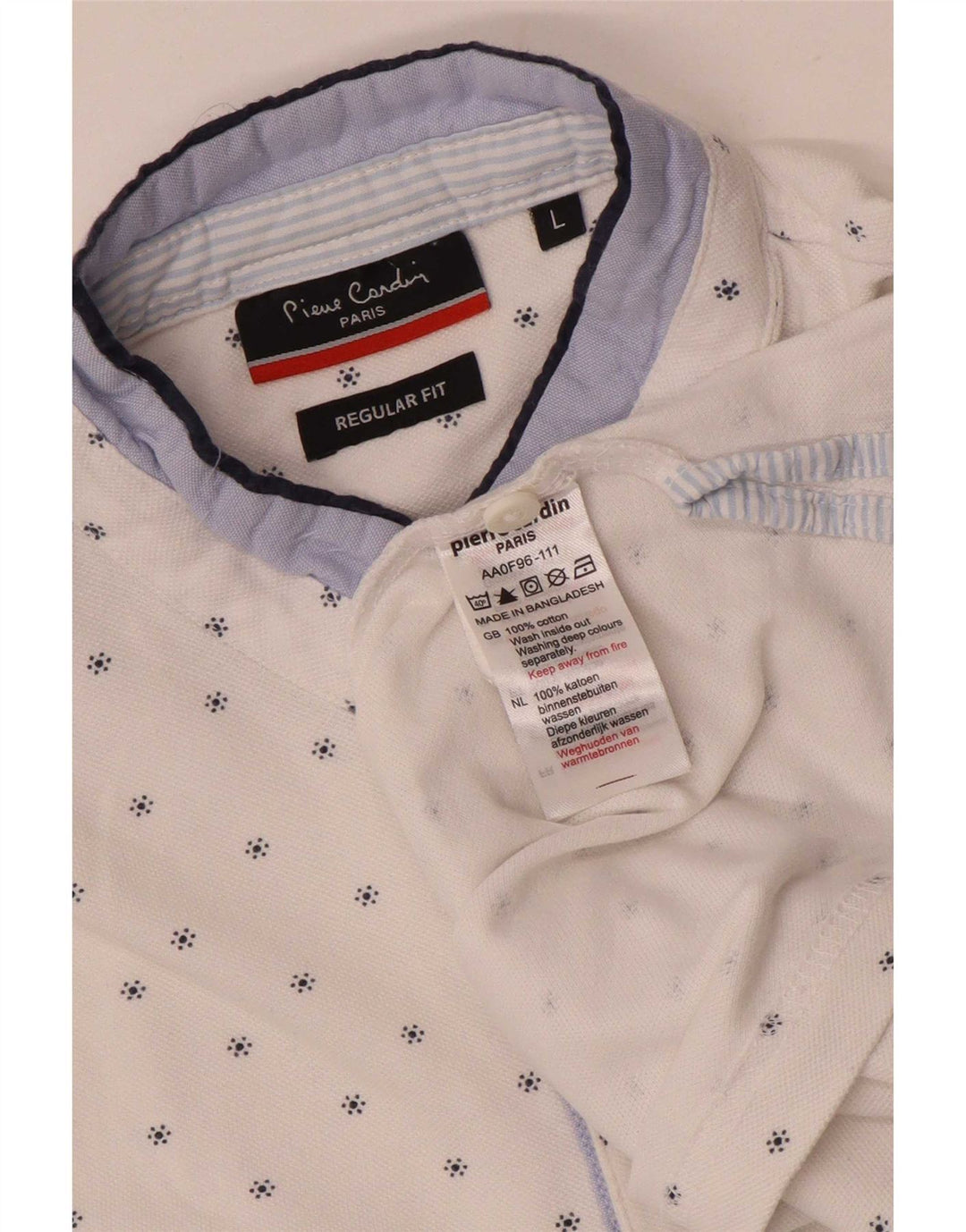 Pierre Cardin Herren-Poloshirt mit abstraktem Muster, groß, aus weißer Baumwolle