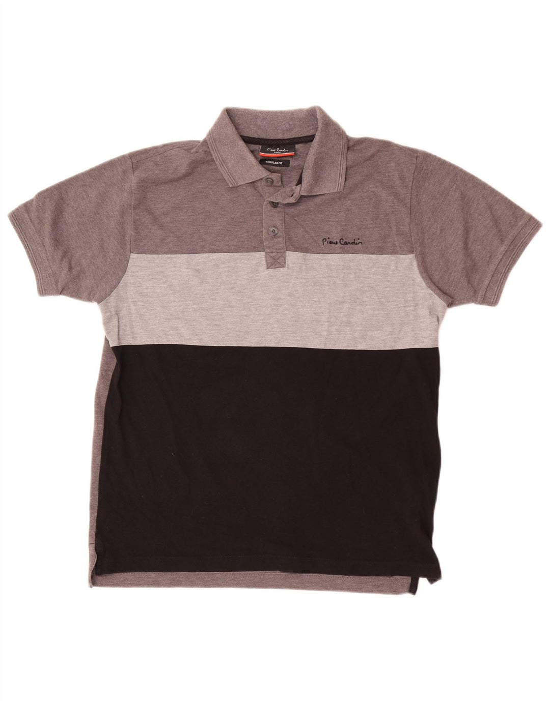 Pierre Cardin Herren-Poloshirt mit normaler Passform, kleines graues Farbblock-Polyester