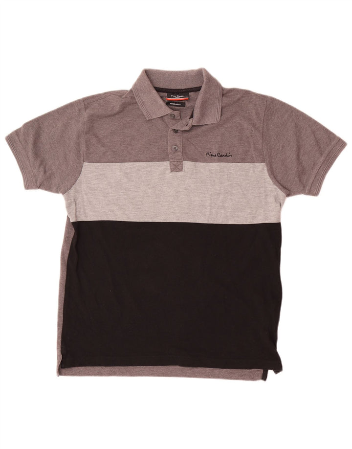 Pierre Cardin Herren-Poloshirt mit normaler Passform, kleines graues Farbblock-Polyester