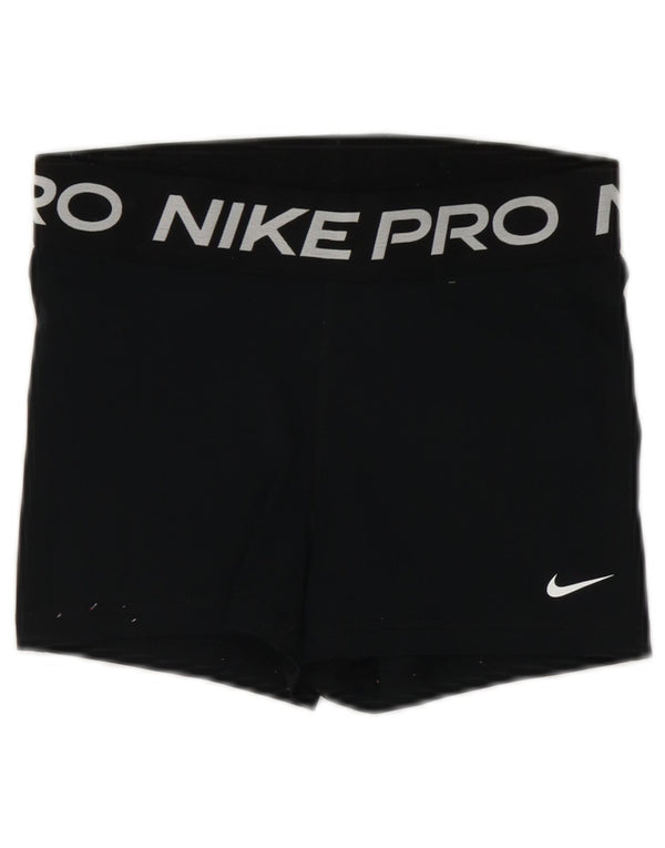 Nike Damen Dri Fit Graphic Sport Shorts UK 12 Medium Schwarz Polyester