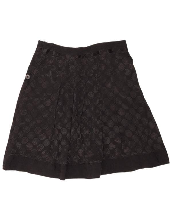 OASIS Womens Pleated A-Line Skirt UK 10 Small W30 Black Polka Dot Viscose