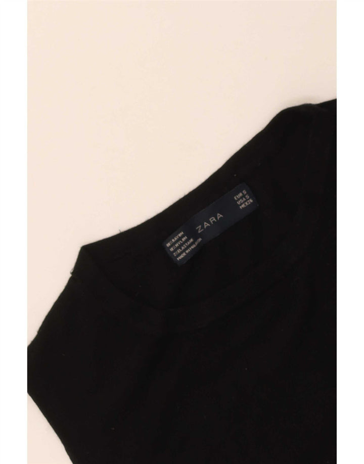Zara Damen Weste Tank Top UK 8 Small Schwarz Rayon