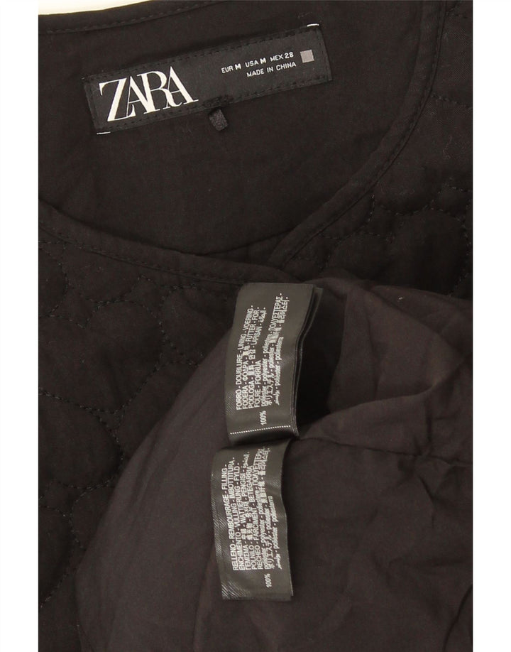 Zara Damen Übergroße Steppjacke UK 14 Mittelschwarzes Polyester