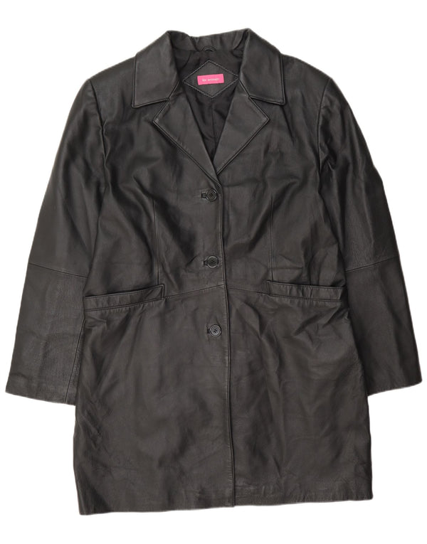 Vintage Damen Ledermantel UK 16 Large Schwarz