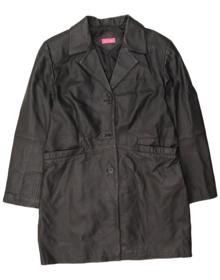 Vintage Damen Ledermantel UK 16 Large Schwarz