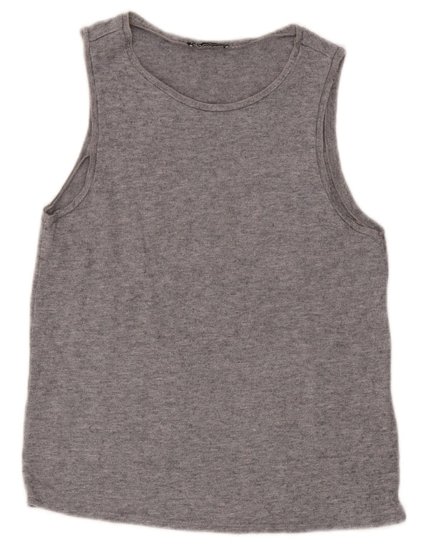 Zara Damen Weste Top UK 10 Small Grau gefleckte Viskose